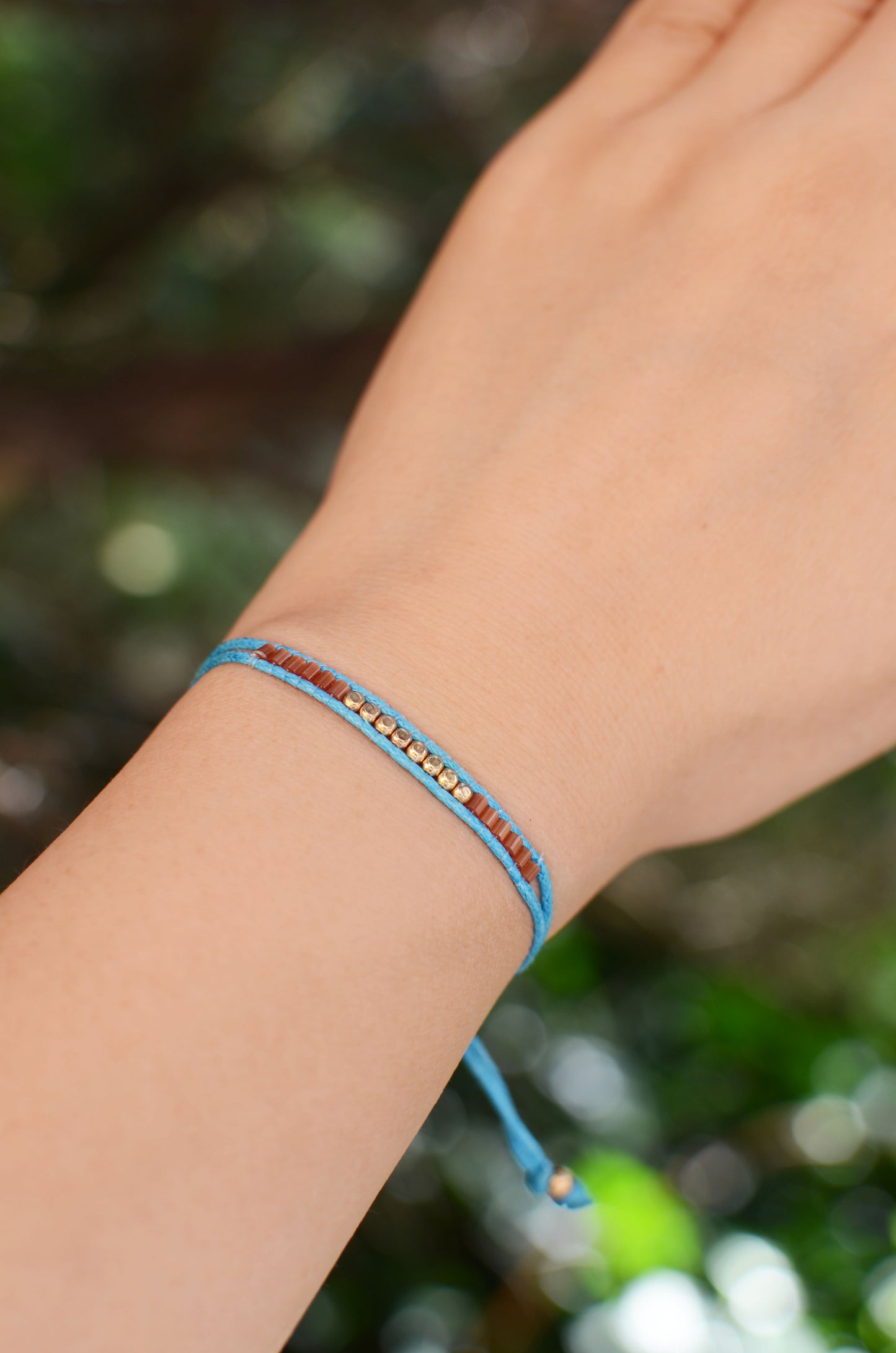 Lucky Micro Beads Woven Bracelet with Turquoise Cotton Cords