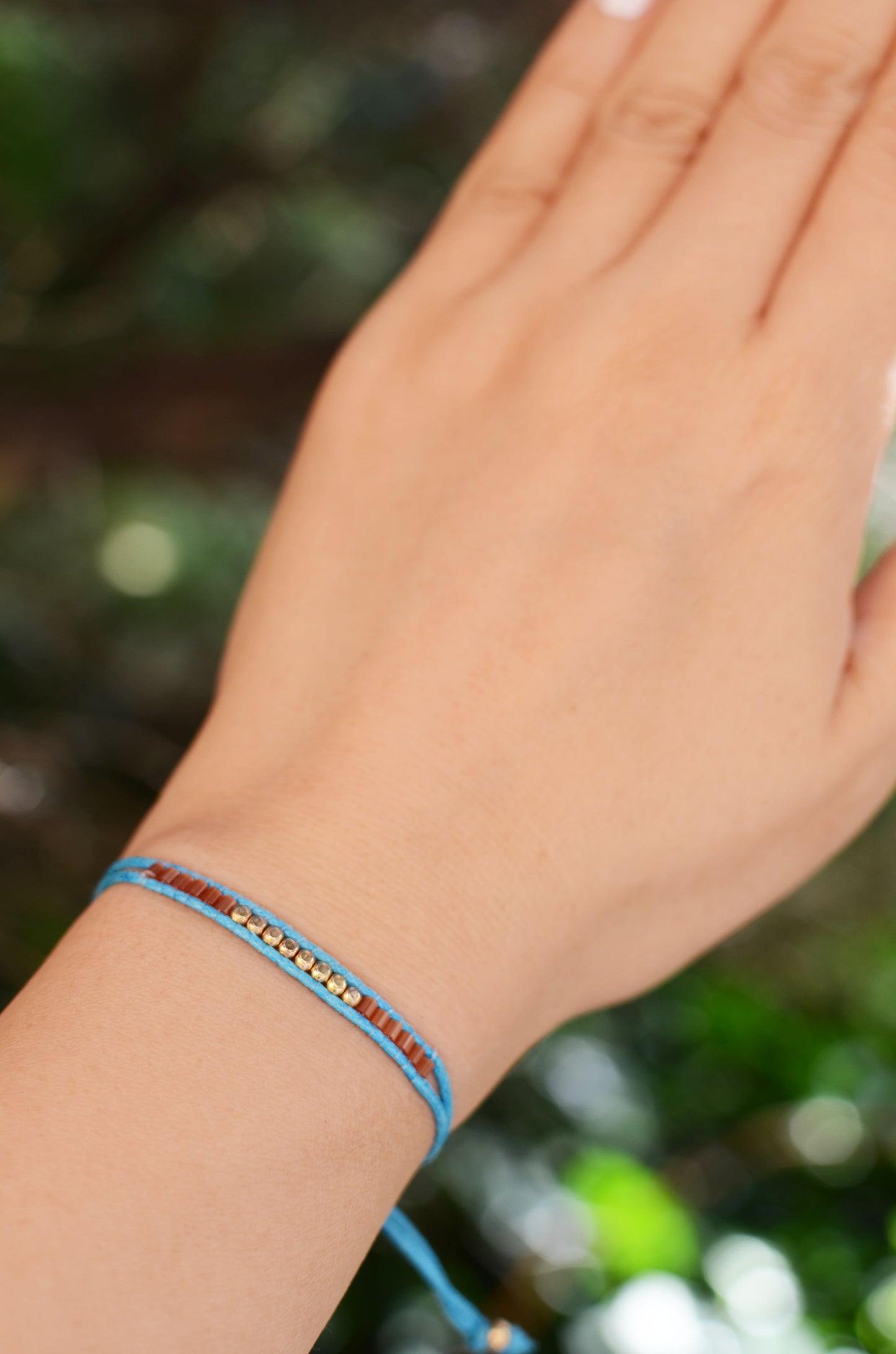 Lucky Micro Beads Woven Bracelet with Turquoise Cotton Cords