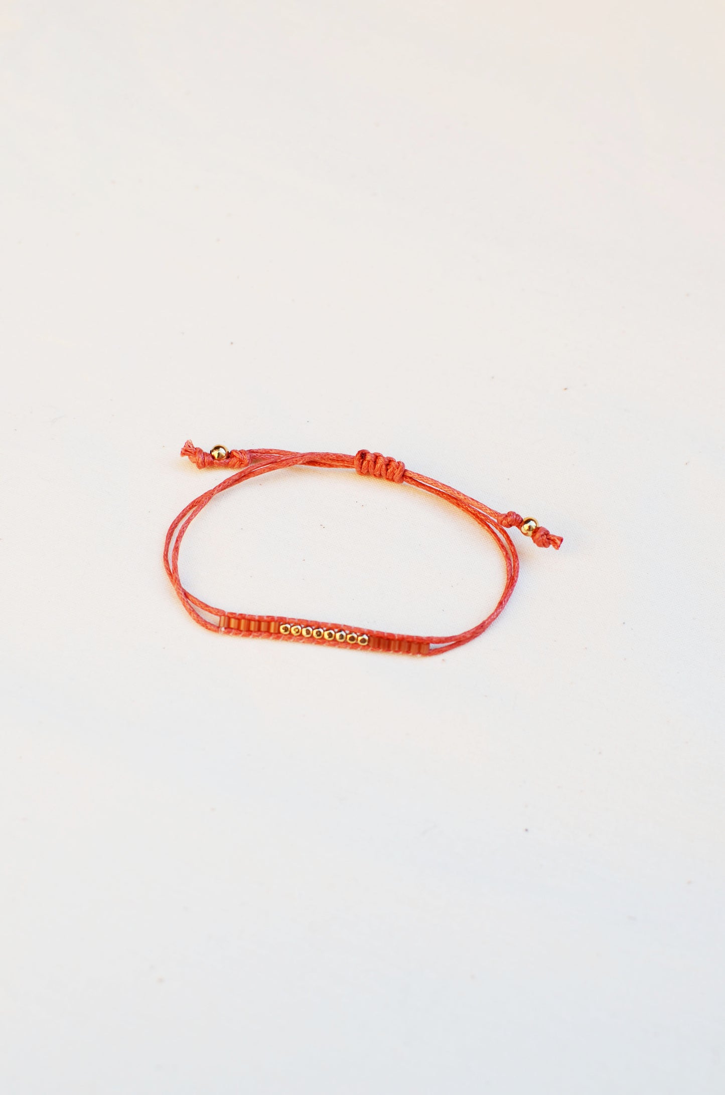 Lucky Micro Beads Woven Bracelet with Orange Cotton Cords