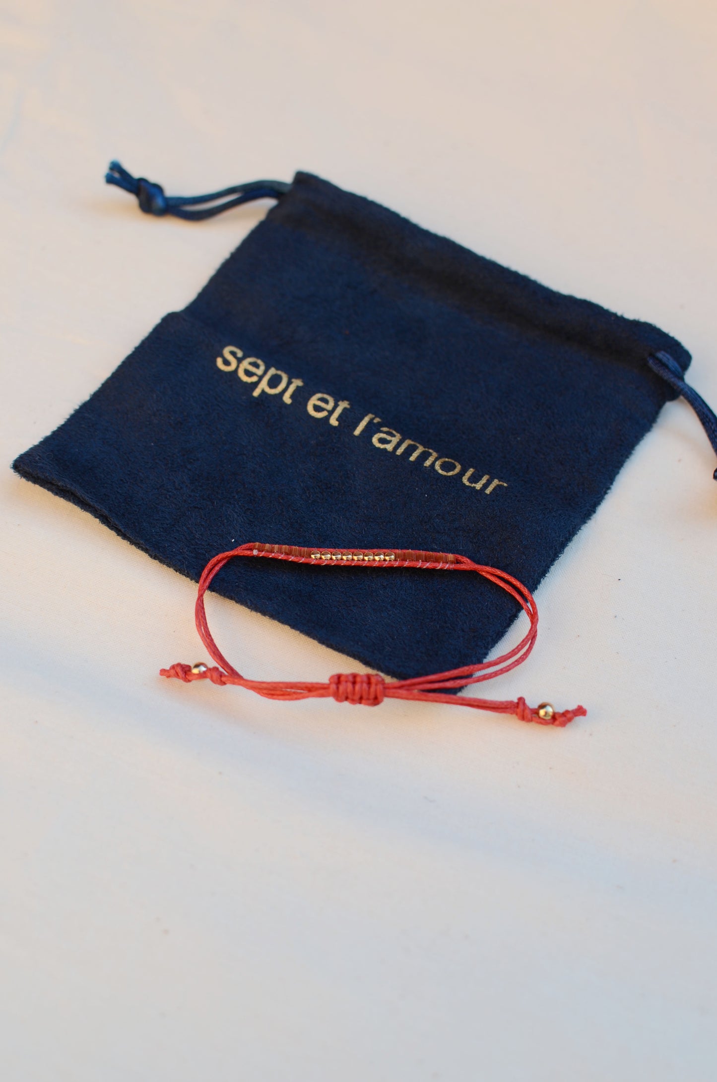 Lucky Micro Beads Woven Bracelet with Red Cotton Cords