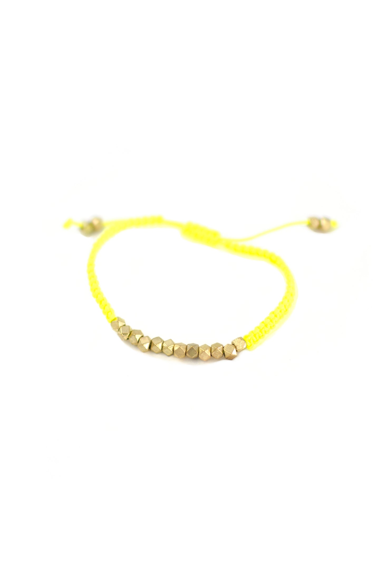 Neon Yellow One Row Nugget Woven Bracelet