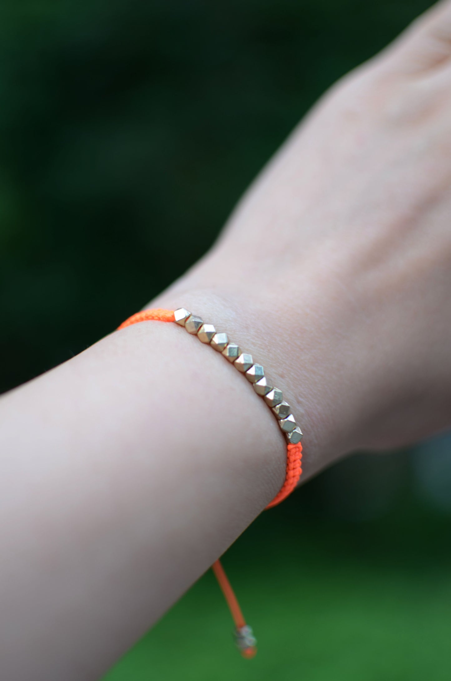 Neon Orange One Row Nugget Woven Bracelet